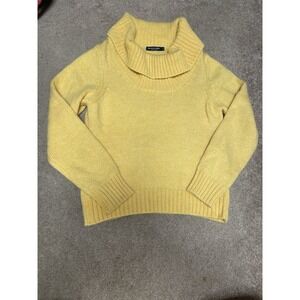 Women's Sweater Wool & Alpaca Size Large Cowls Neck Yellow Luxury Bianco & Blu‎
